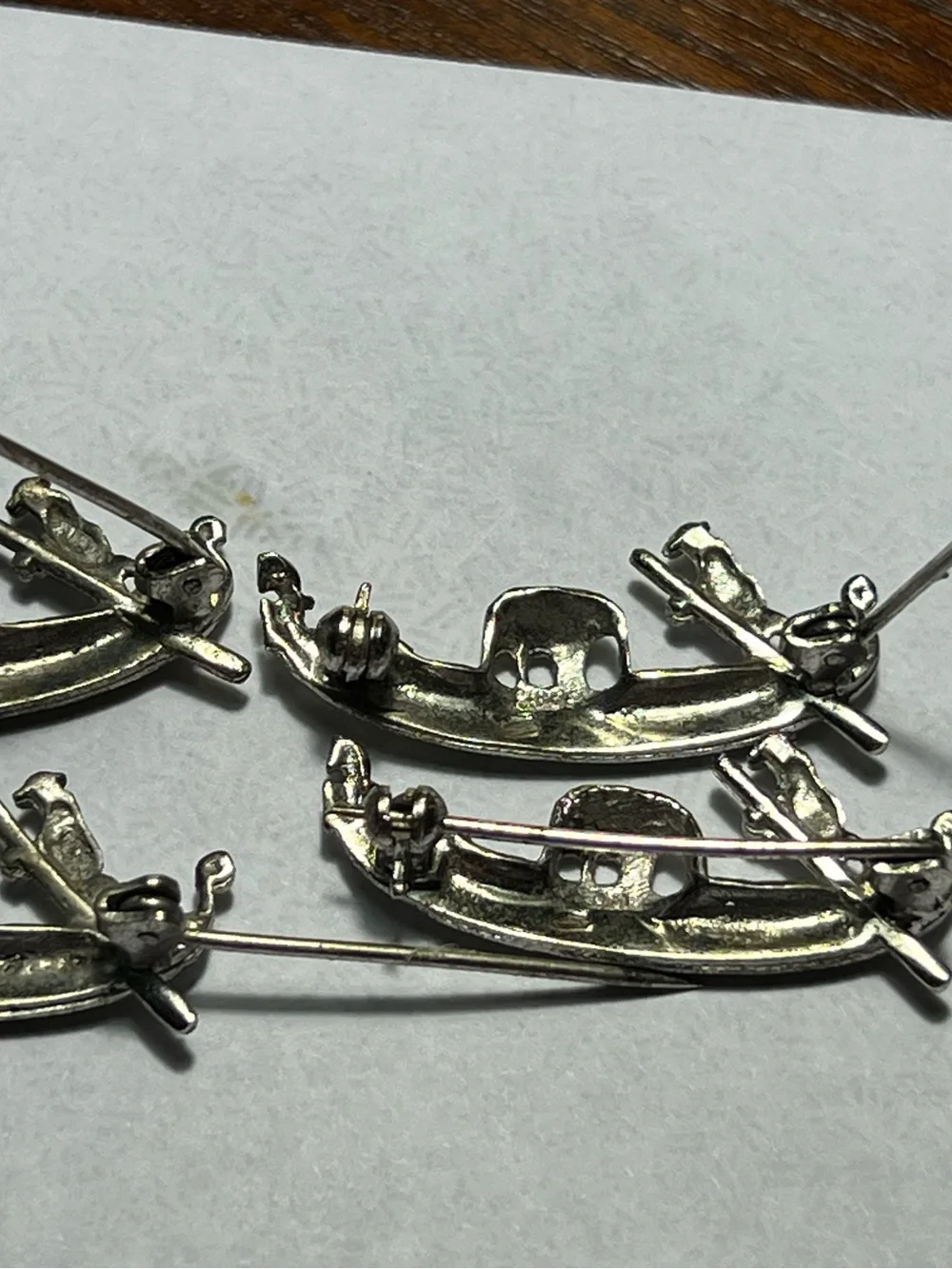 Sterling Silver Venetian Gondola Pin Set